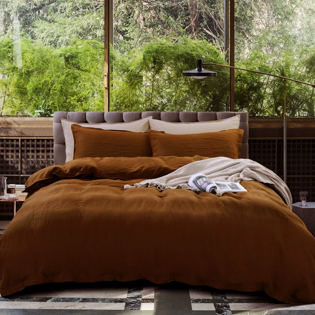 Pecan Linen Cover Set